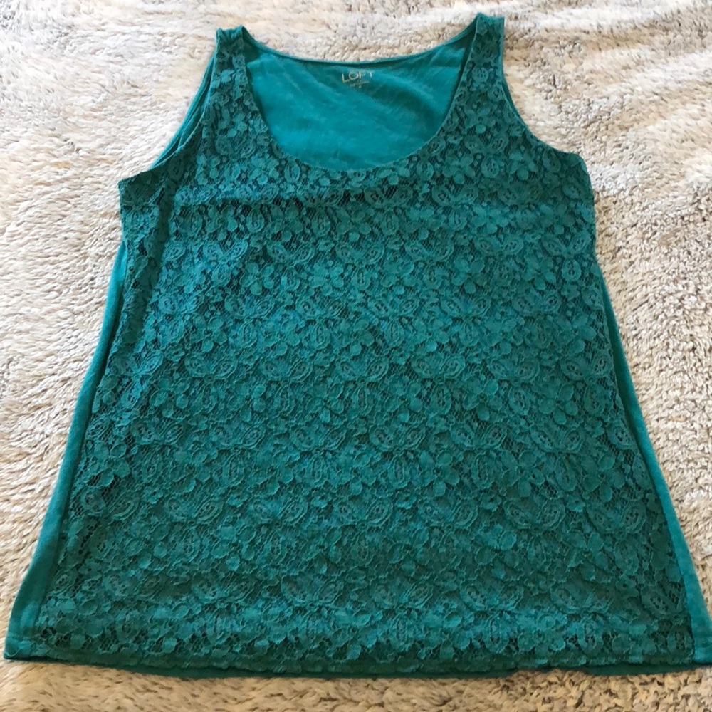 Women’s Loft Turquoise Lace Tank Size M